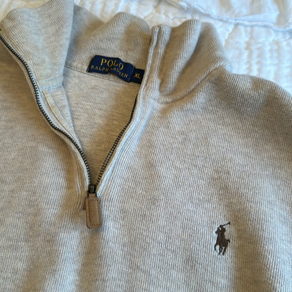 Men’s Polo Ralph Lauren pullover sweater with half zip.  Size XL